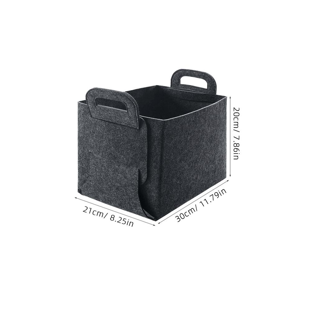 Felt Storage Basket Grey Medium Size Foldable Handles Laundry Room Sundries Organizer Clothing Storage Sundries Organizer