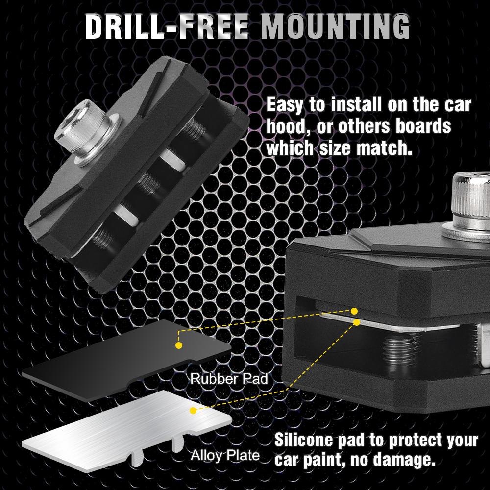 Universal Quick Release Bracket Hood Led Ditch Pods Work Cube Lights Mount Holder for SUV 4X4 Offroad Cars Adjustable Black