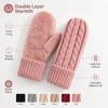 Plush Lined Winter Mittens Double Layer Thermal Mittens New Padded Fingerless Gloves For Women