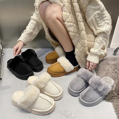 Mode Hausschuhe Damen Winter 2024 Klassische und vielseitige Damen Pelzhausschuhe Bequeme und warme Hausschuhe mit dicker Sohle Zapatos De Mujer