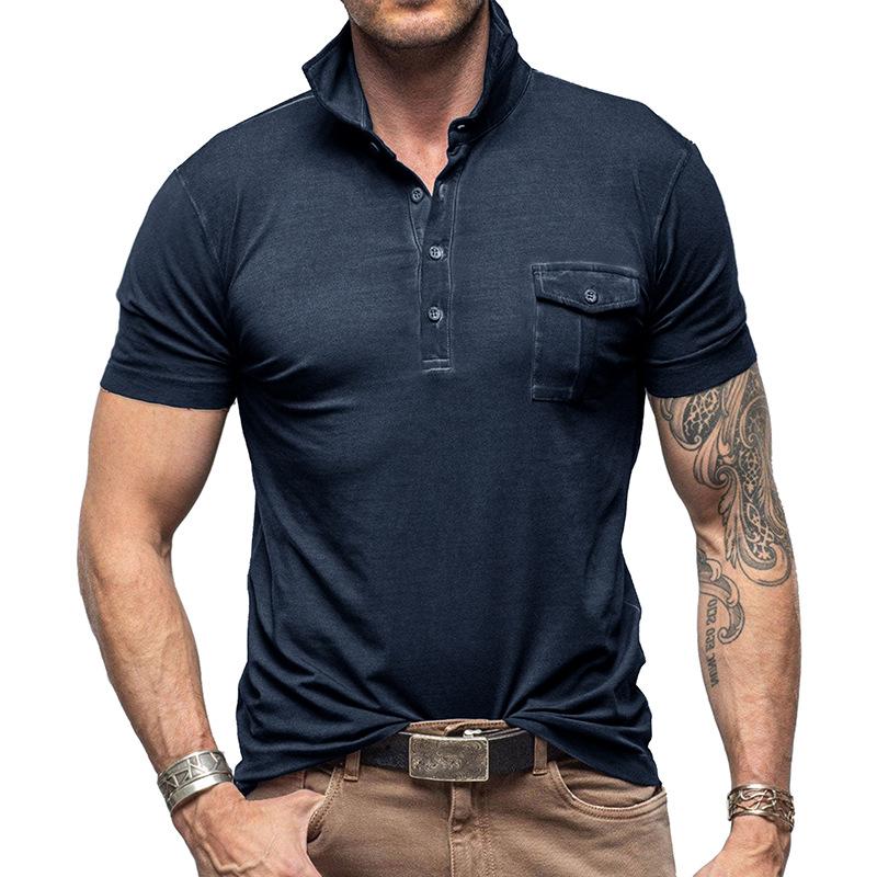 Polo da uomo a maniche corte, casual, per attività all'aperto, golf, tennis, polo, bottoni solidi, magliette estive, allenamento, lavoro, leggere, con colletto, per uomo