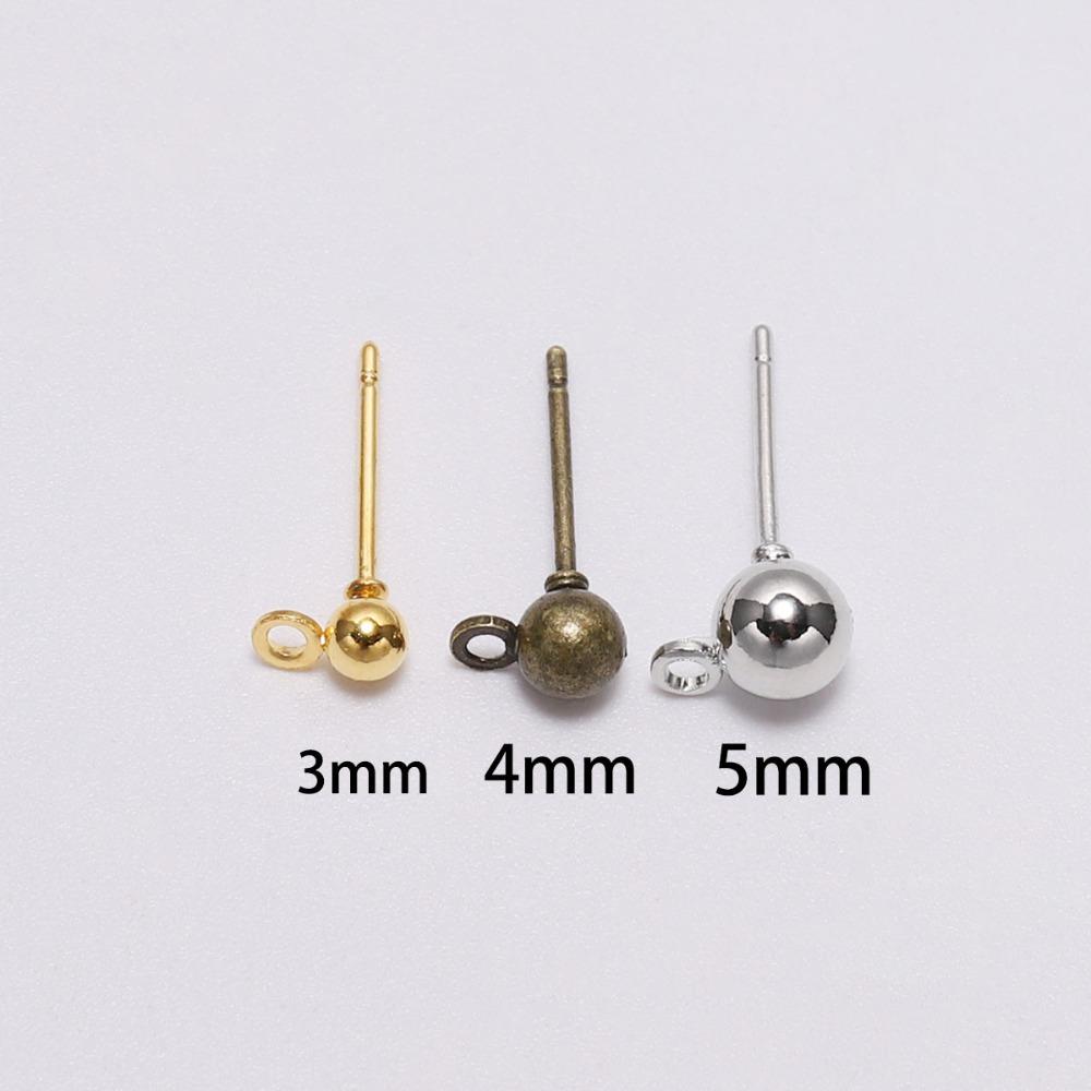 20-50pcs/lot 3/4/5/6mm Pin Findings Stud Earring Basic Pins Stoppers Connector For DIY Jewelry Making Accessories Supplies