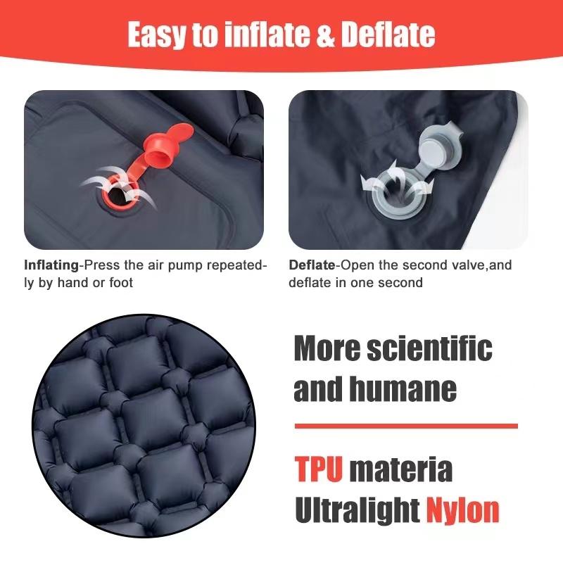 Camping Sleeping Pad Self Inflating Sleeping Mat with Pillows Ultralight Air Mat Built-in Inflator Pump Inflatable Mattress
