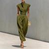 European and American Temperament Women's Clothing Spring and Summer New High Waist Half-length Skirt High Neck Loose Top Commuter Dress