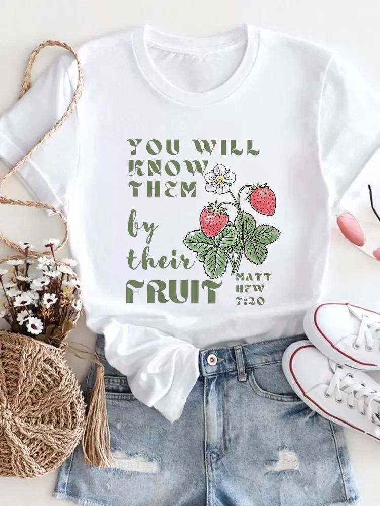 Camiseta de Verano de Manga Corta con Estampado Casual de Moda para Mujer con Patrón de Fruta de Limón, Ropa de Moda con Cuello Redondo de Tejido de Poliéster