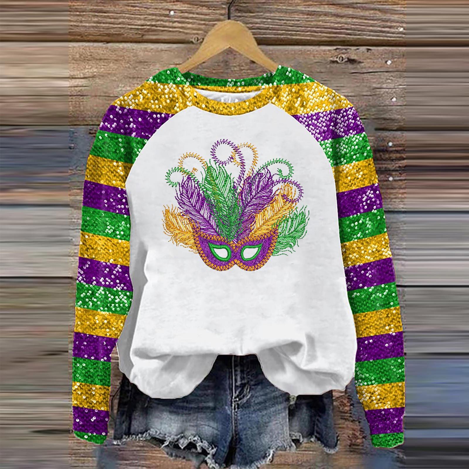 

Женская мода повседневная реглан с длинным рукавом и принтом карнавала XL фиолетовый