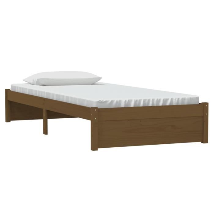 VidaXL Cadre de lit Marron miel Bois massif 90x200 cm 814937