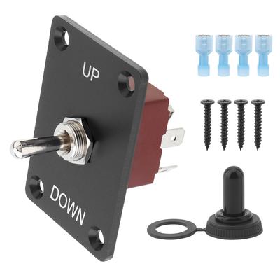 Wasserdichter Auto-Reset Boots-Wippschalter Kippschalter: AUF/AB Momentan 3-Positionen (EIN/AUS/EIN) für 12V/24V Motoren, Marine Kippschalter mit Platte