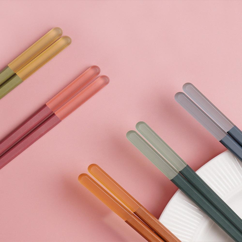 5 Pairs New Multicolor Chopsticks 9.5 Inch/24cm Plastic Alloy Chop Sticks Durable Non-Slip Chopsticks Reusable Restaurant