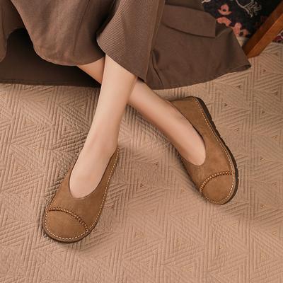 Frühling und Herbst neue einzelne Schuhe Damen weiche Sohle weiche Oberfläche handgefertigt Retro ein Pedal lässige Damenschuhe