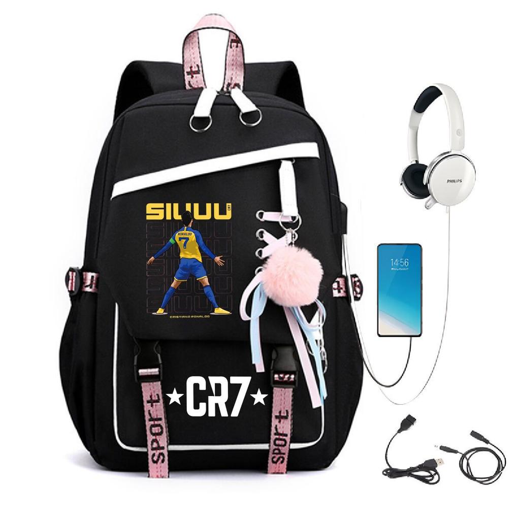 Large Capacity Schoolbag with Shoulder Strap; Student Three-piece Pencil Case Set