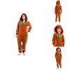 Christmas Gingerbread Man Cosplay Costume Kids Adult Hooded Jumpsuits