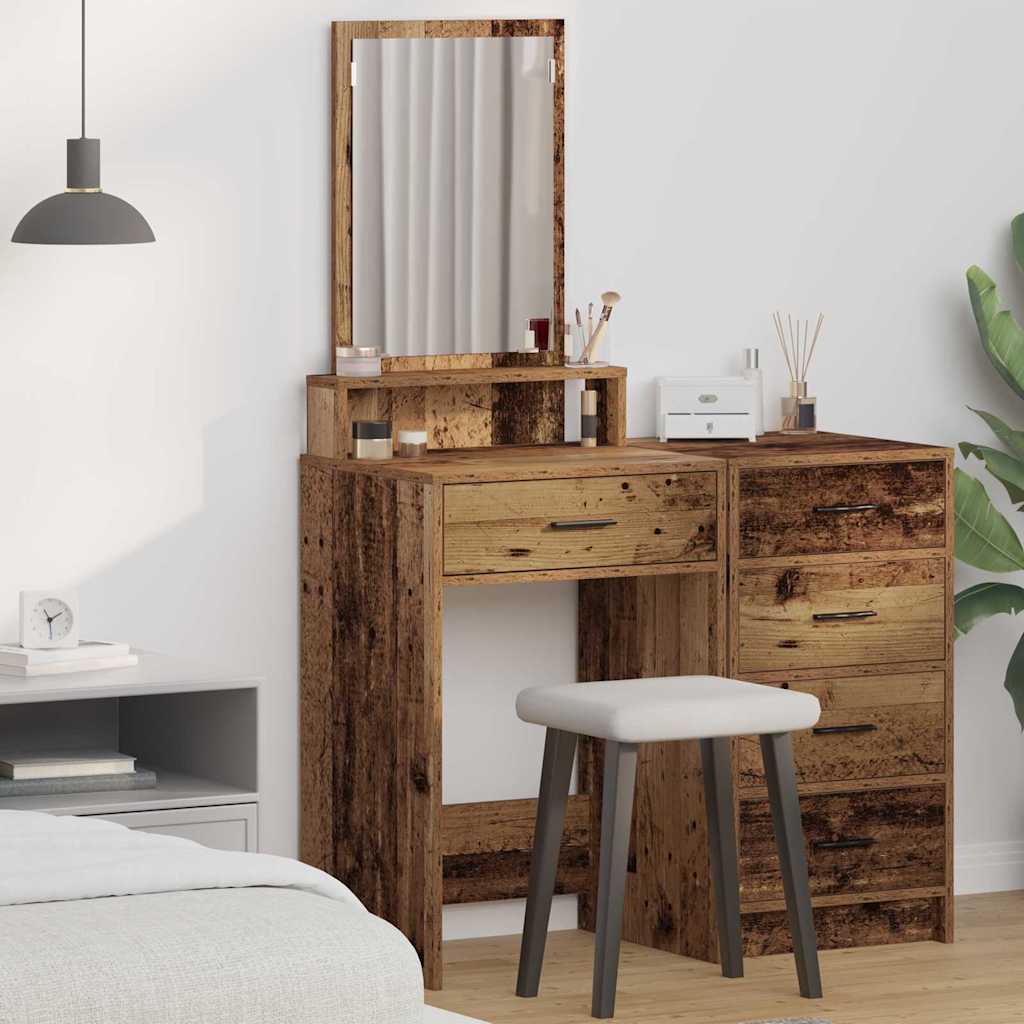 Vintage Style Makeup Table with Shelf Reclaimed Wood Look 50 x 41 x 140 cm Engineered Wood