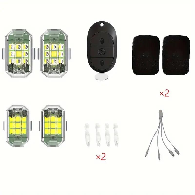 1/2/4pcs brightness wireless LED flash lights, universal flash lights for cars and motorcycles, remote control warning lights