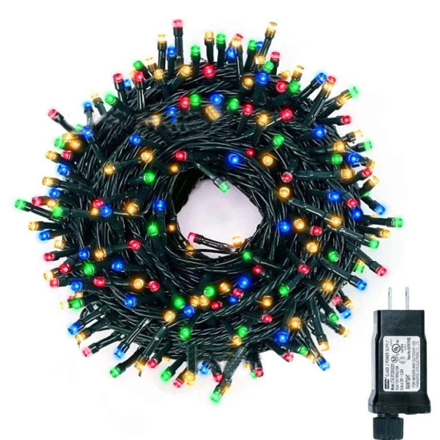 Grüne Lichterkette mit Draht für den Außenbereich, 20 m, 50 m, 100 m, Weihnachtsgirlande zum Einstecken, wasserdichte LED-Lichterkette, 8 Modi für die Baumdekoration