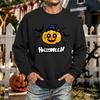 Men's Halloween Printed Long Sleeve T-Shirt Crewneck Casual Sports Top Unisex for Couples