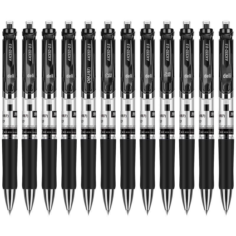 Deli 33388 Retractable Gel Pens, 0.5mm Black, 24 Count
