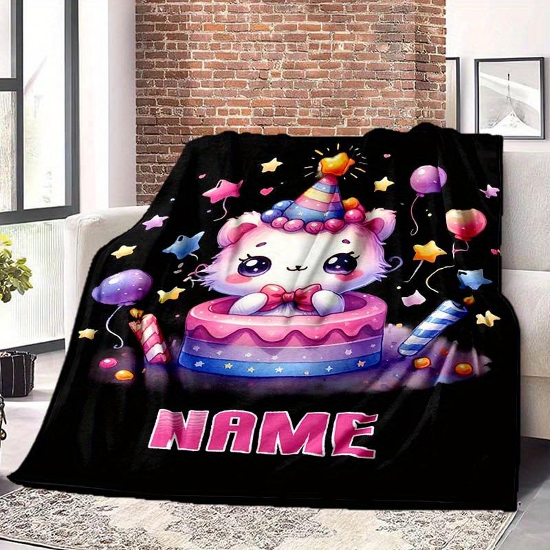 Happy Birthday Cat Style Customize Your Name Blanket Warm Comfortable And Soft Blankets Are Suitable For Home Lunch Break Blanket Office Sofa Sofa