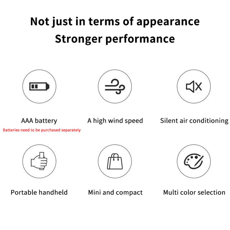 Colorful Portable Handheld Mini Fan Aaa Battery Power Supply Mute Air Cooling Cooler For Summer  Trip Travel Home Office