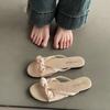 Super soft flat-bottomed small cool slippers women's new summer wear bow beach sandals
