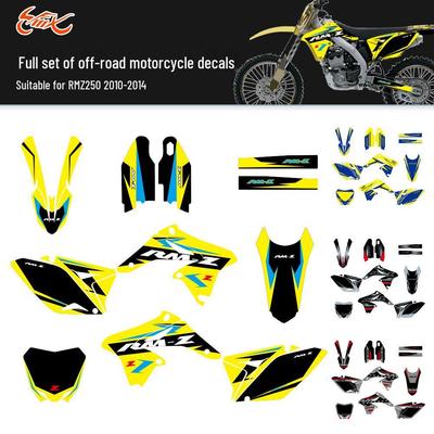 Pełny zestaw naklejek na motocykl crossowy Suzuki RMZ250 2010-2014