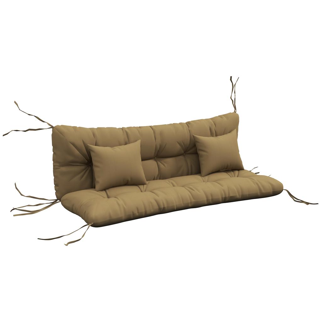 4-Piece Seat Cushion Set, 150x50 cm Water-Repellent Chair Cushions with Ties, 10cm Thick Tan