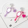 Retro Handle Mirror Element With Heart Keychain Exquisite Patterned Small Mirror Car Pendant Creative Bag Charms Hanging