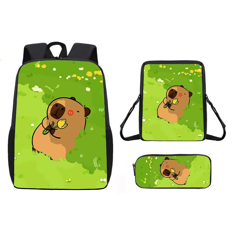

Cubes Doughnut Ice Capybara Cute Cartoon Pattern Backpack Three Piece Set 36
