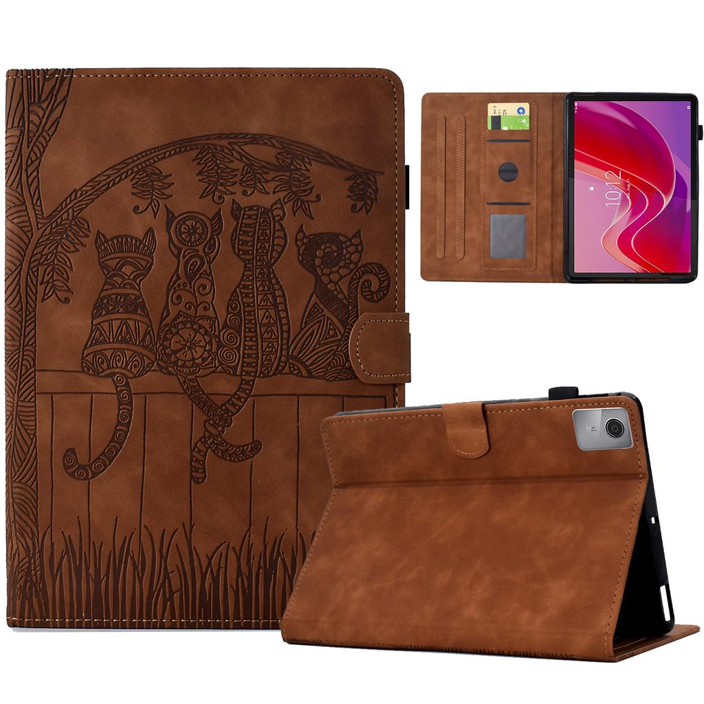 For Lenovo Tab M11/Xiaoxin Pad 11 2024 Case Cats Imprinted PU Leather Card Slots Tablet Cover