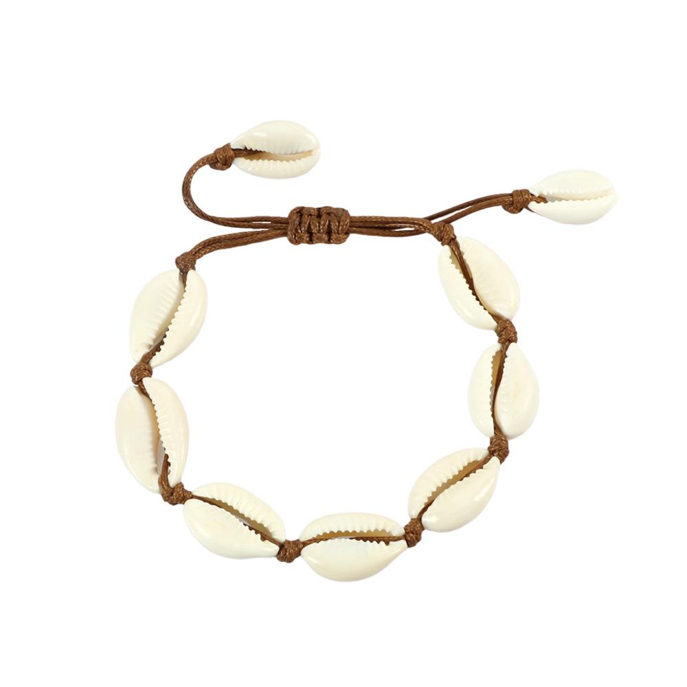 Personalized Adjustable Woven Bracelet with Geometric White Shell Pendant for Men and Women