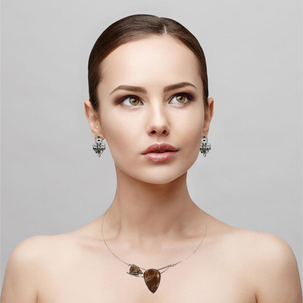 Necklace Amrican Jasper Gemstone Gift For Mother' Jewelry 16''