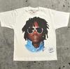 American Trendy Hip Hop Street Style T-Shirt Unisex Celebrity Portrait Print Tee Kanye Photo Top  Sport Loose Streetwear Teess