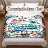 Fish Ocean Theme Soft Blanket Personalized Custom Name Text Print Warm Blanket Home Sofa Bedroom Decor