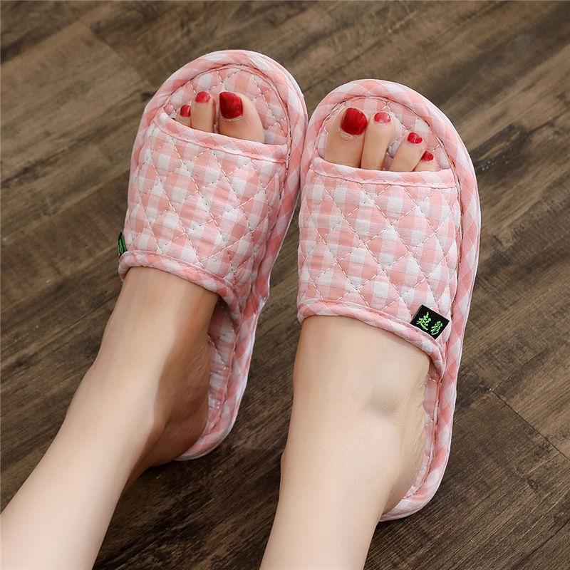 Cloth bottom slippers couple fresh and versatile home indoor silent silent does not hurt the wooden floor men's and women's four seasons