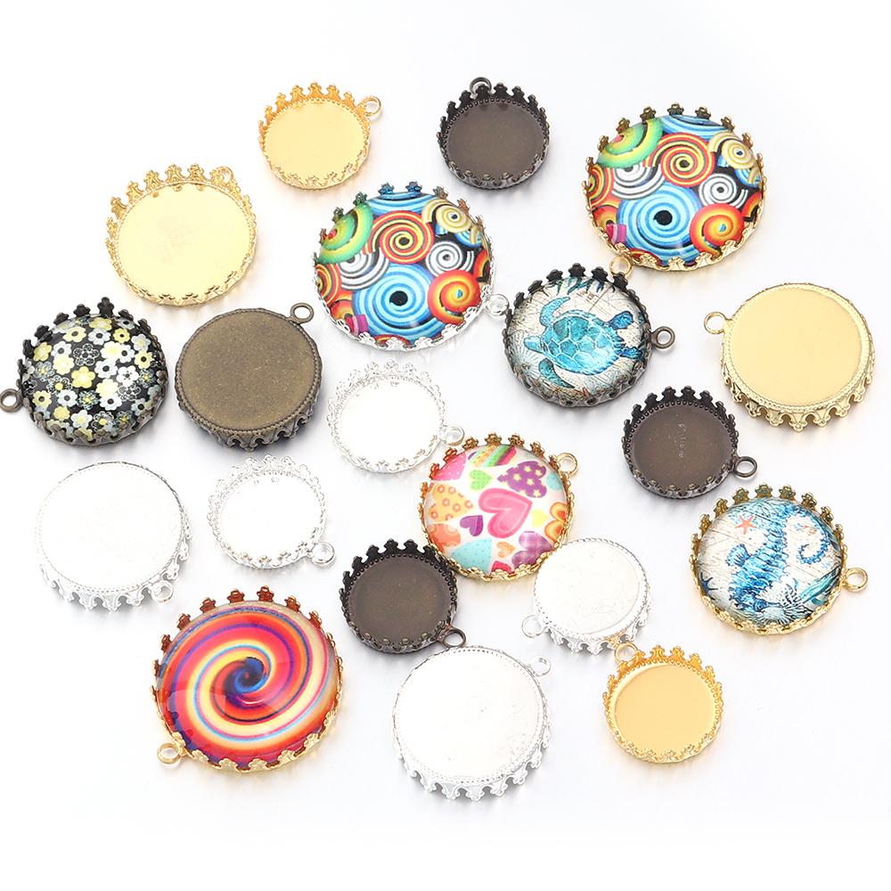 10pcs15/20/25mm Metal Round Cabochon Base Tray Bezels Blank Setting Supplies For Jewelry Making Findings DIY Bracelet Pendant