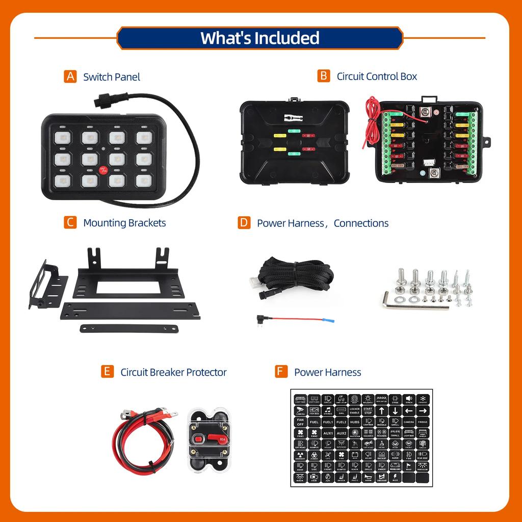 Mictuning 6/8/12 Gang RGB Switch Panel Led Work Light Bar Switches Box Controller for Universal Cars Truck Boat UTV 4X4 4WD