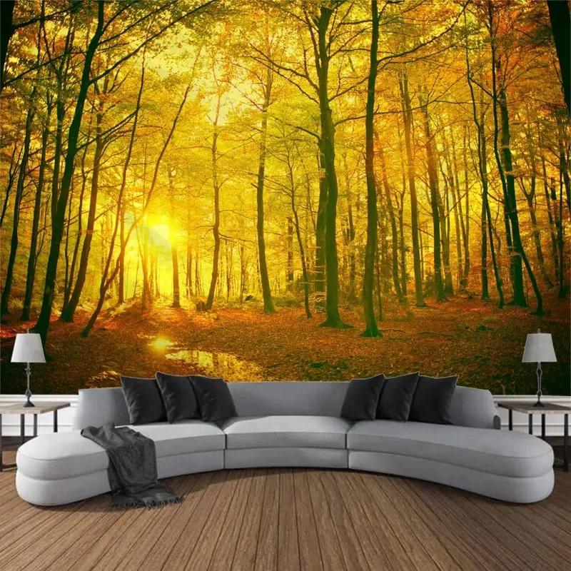 Природный пейзаж Лес Водопад Подвесная ткань Украшение стены дома Гобелен Офис Гостиная — фото 13