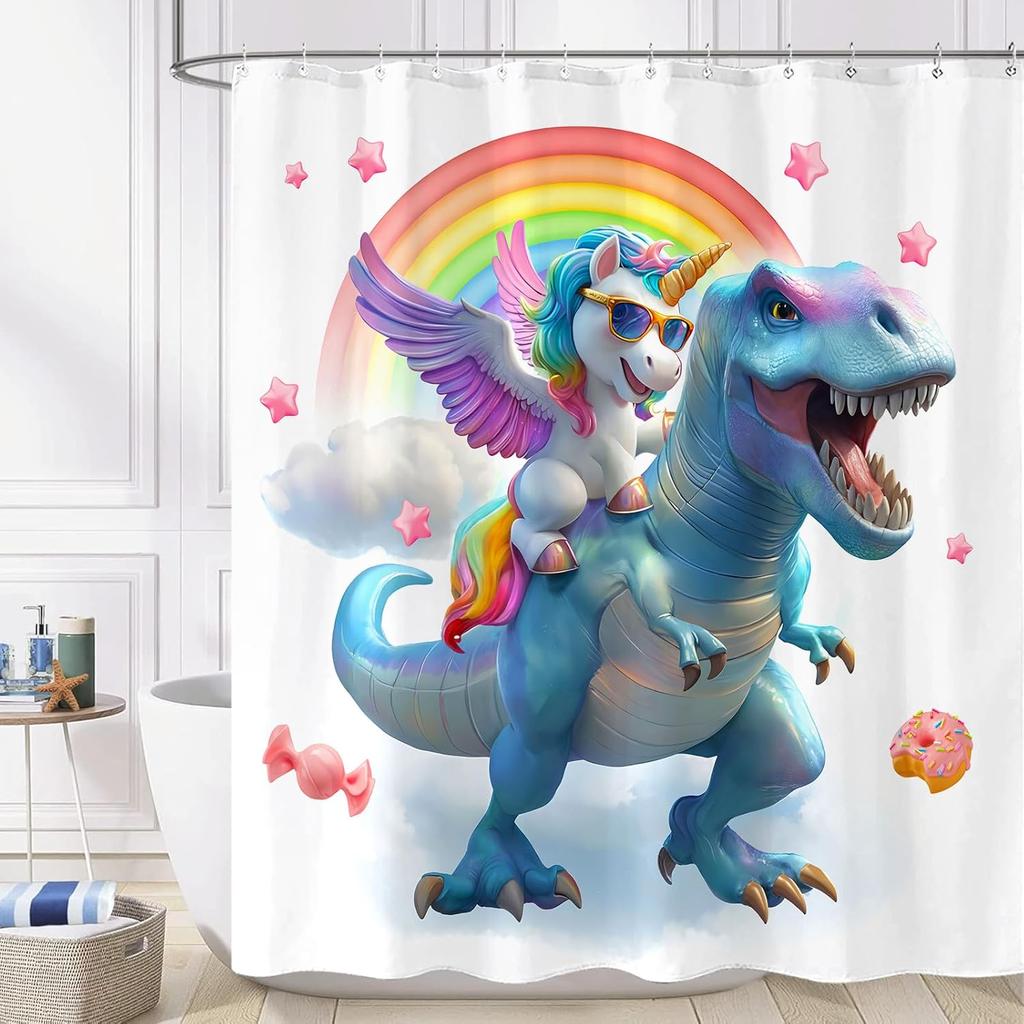 Funny Cat Shower Curtain Set Great Wave Art Style Relaxing Feline Waterproof Bathroom Shower Curtain Japanese Scene Home