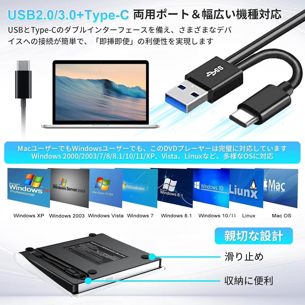 BRJR CD DVD External DVD 8XDVD External Optical Bus USB Compatible with MAC CD External Slim Portable Drive, Drive, High-Speed Processing, & 24XCD,