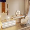 Elegant Solid Wood Vanity Table with Integrated Mirror and Drawers for Bedroom