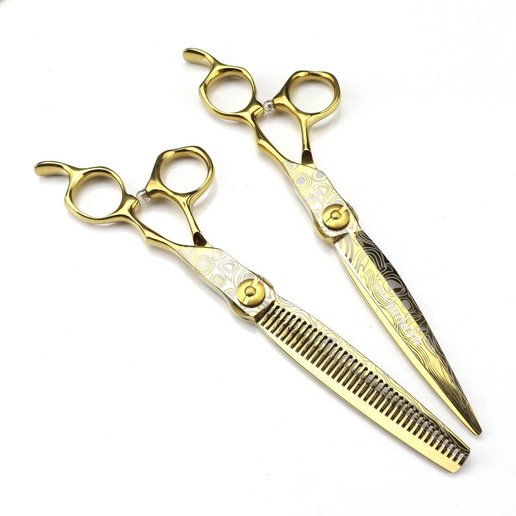 Napson Gold Damascus 7.0" Barber & Thinning Scissors
