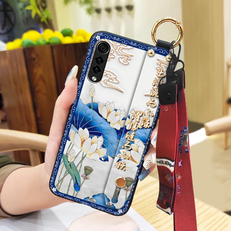 Waterproof Chinese Style Phone Case For LG Velvet 4G/5G Wrist Strap Wristband Anti-knock Anti-dust Ring Phone Holder
