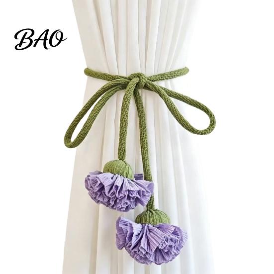 Fashionable Curtain Straps Flower Tiebacks, Handmade Boho Holder Tie Elegant Accessories Backs, Decorative Rope Ties for Bedroom, Window, Drapery
