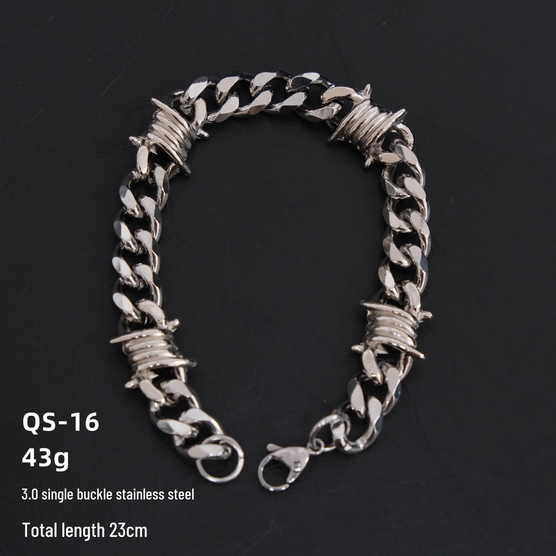 

2024 Шипованная кубинская цепь из титановой стали, хип-хоп ожерелье - панк, плетеная из нержавеющей стали