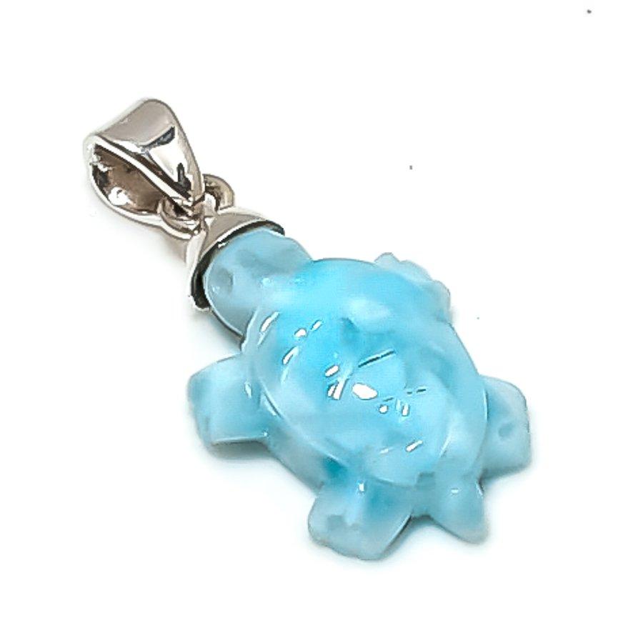 

Natural Larimar Gemstone Handmade 925 Sterling Silver Jewelry Pendant 1.18 b5n73