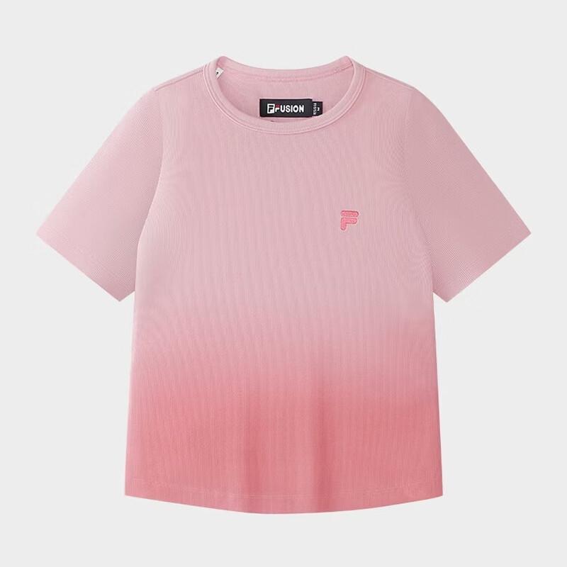 FILA FUSION Women s Gradient Slim-fit Knitted Short Sleeve T-Shirt S