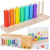 Wooden Color Stack Game with Racks Rings Color Stack Match Game Educational for Ages 3 and Up Boys Girls Gift