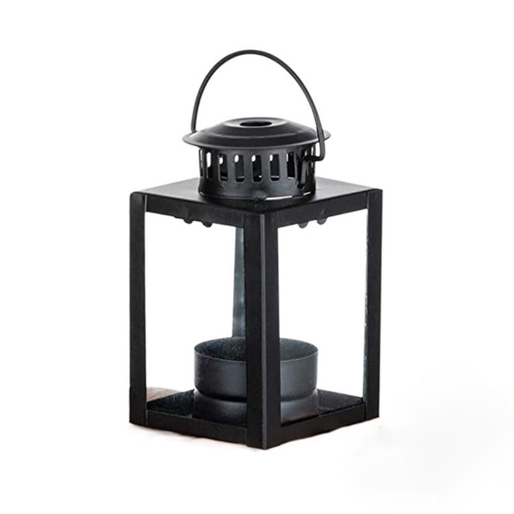 Wind-proof Lantern Candle Stand Black Outdoor Tea Light Iron Wind Lamp  Festival Gift