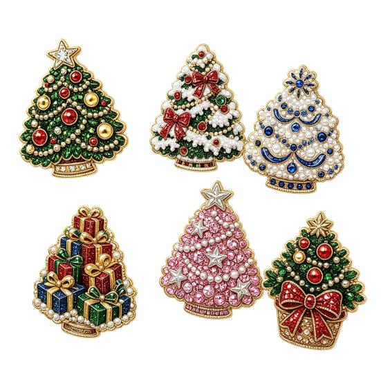 DIY Kunst-Sets mit Kunstperlen 6 Stück/Set Kühlschrankmagnet-Set, Weihnachts-Schneemann-Baum-Weihnachtsmann Feiertags-Heimdekorationen Magnete, Mosaik-Kühlschrank-Dekoration für