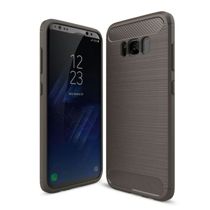 Case for Samsung Galaxy S8, Protective Case with Shock Absorption and Carbon Fiber (Grey)